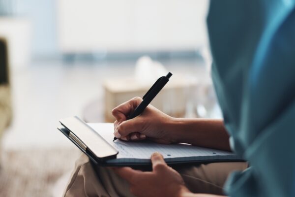 writing down on a piece of paper